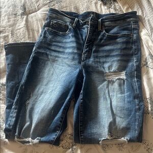 Buckle Black Distressed Blue Jeans